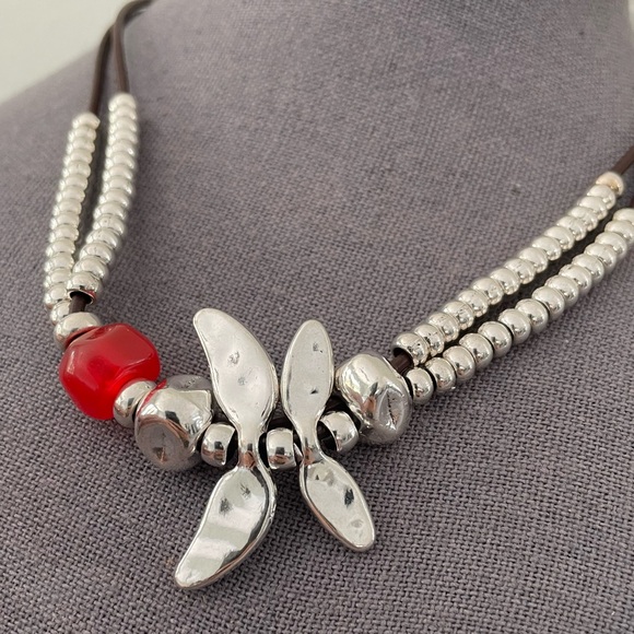 Dragonfly • Boho Necklace • Red Crystal - Picture 3 of 6